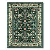 Intricate Green Persian Floral Medallion Rug