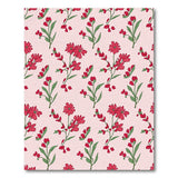 Red Floral Blooms on Pink Area Rug