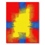 Bold Red Blue Yellow Halftone Geometric Area Rug
