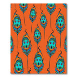 Vibrant Orange Peacock Feather Pattern Area Rug