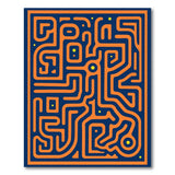 Orange Maze Labyrinth Geometric Area Rug