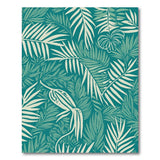 ODIKA Washable Tropical Palm Leaf Area Rug - Teal & Cream Non-Slip Low Pile Rug