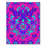 Vivid Pink Purple Butterfly Floral Area Rug