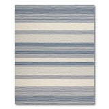 Modern Coastal Blue Striped Washable Area Rug - Low Pile, Non-Slip & Pet Friendly