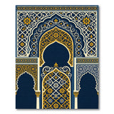 Navy Blue Ornate Moroccan Arch Area Rug