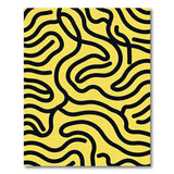 Bold Black Waves Yellow Abstract Area Rug