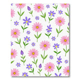 Cheerful Pink Daisy Purple Floral Pattern Area Rug