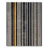 Bold Vertical Striped Area Rug in Black, Grey Mustard