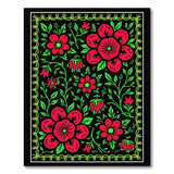 Vibrant Red Floral Area Rug on Black