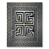 Greek Key Geometric Area Rug in Black White