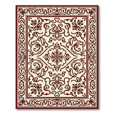 Ornate Cream Field Persian Area Rug with Red Border