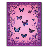 Whimsical Purple Butterflies Pink Area Rug