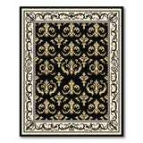 Elegant Black Gold Fleur-de-Lis Area Rug