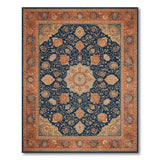 Medallion Navy Blue Traditional Persian Medallion Rug