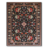 Intricate Red Floral Persian Rug on Black
