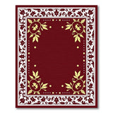 Ornate Maroon Floral Border Area Rug