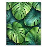 ODIKA Washable Tropical Monstera Leaf Area Rug - Low Pile Non-Slip Indoor Rug
