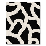 ODIKA Modern Abstract Black and Cream Wavy Washable Area Rug - Low Pile & Non-Slip