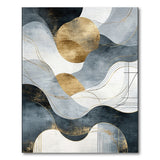 Gold and Silver Abstract Navy Gold Wave Area Rug