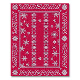 Red Snowflake Floral Border Area Rug