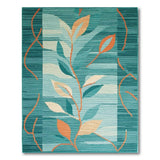 Teal Leaf Abstract Area Rug