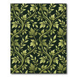 Vintage Green Leaf Vine Floral Area Rug