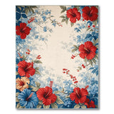 Vibrant Hibiscus Blooms Floral Area Rug