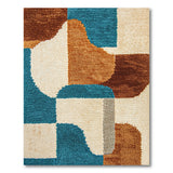 Teal Orange Geometric Abstract Area Rug