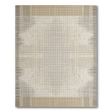 Washable Neutral Beige Bordered Low Pile Area Rug