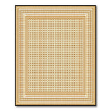 Gold Bordered Beige Geometric Lattice Area Rug
