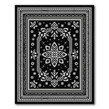 Intricate Black White Persian Medallion Rug