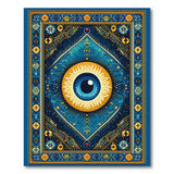 Ornate Evil Eye Blue Mandala Rug