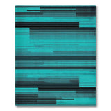 Teal and Black Geometric Stripe Area Rug