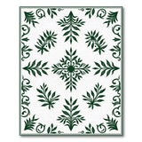 Ornate Green Floral Leaf Area Rug