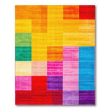 Multi-color and Patterns Block Vibrant Multi-Color Geometric Block Area Rug