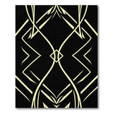 Modern Black Gold Geometric Line Area Rug