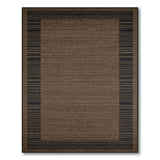 Tan Textured Area Rug with Black Striped Borders