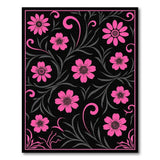Pink Floral Vintage Area Rug on Black
