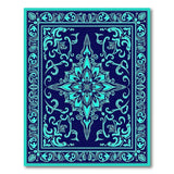 Teal Mandala Navy Blue Persian Area Rug
