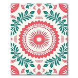 Vibrant Red Sunburst Floral Area Rug