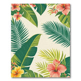 ODIKA Tropical Hibiscus Palm Leaf Washable Rug - Low Pile Non-Slip Area Rug