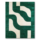 Emerald Green Ivory Geometric Abstract Area Rug