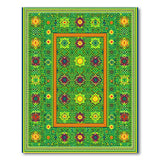 Vibrant Green Persian Geometric Star Rug