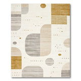 Beige and Neutral Geometric Modern Neutral Geometric Abstract Area Rug