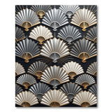 Gold Silver Art Deco Fan Geometric Area Rug