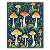 Floral Vintage Whimsical Mushroom Meadow Area Rug