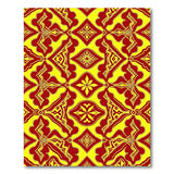 Vibrant Yellow Red Geometric Tile Pattern Rug