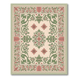 Ornate Green Pink Floral Persian Area Rug