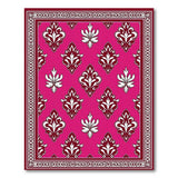 Vibrant Pink Damask Floral Area Rug