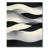 Black and White Wavy Black White Abstract Area Rug